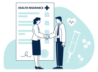 Health insurance icon. Medical contract document signing