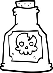 line drawing cartoon poison in a bottle