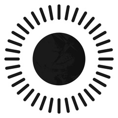 Sunshine icon. Black sun sign. Solar symbol