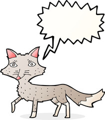 cartoon little wolf with speech bubble