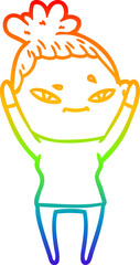 rainbow gradient line drawing of a cartoon woman