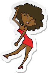 sticker of a cartoon dancing woman