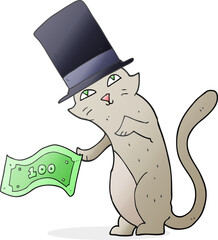 freehand drawn cartoon rich cat