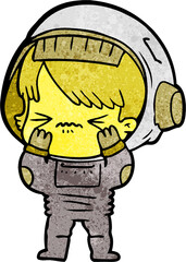 cartoon space girl making mistake