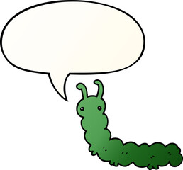 cartoon caterpillar with speech bubble in smooth gradient style