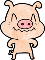 nervous cartoon pig