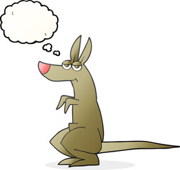freehand drawn thought bubble cartoon kangaroo