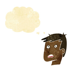 cartoon unhappy face with thought bubble