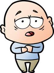 cartoon tired bald man