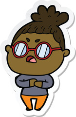 sticker of a cartoon annoyed woman