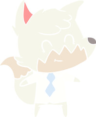 flat color style cartoon happy fox