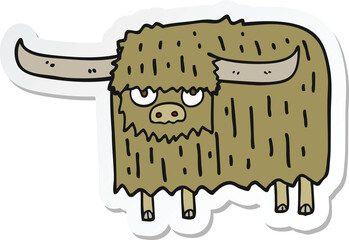 sticker of a cartoon hairy cow