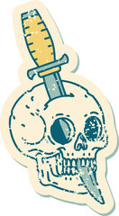 iconic distressed sticker tattoo style image of a skull
