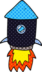 cartoon doodle space rocket