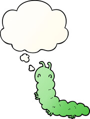 cartoon caterpillar with thought bubble in smooth gradient style