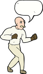 cartoon victorian boxer with speech bubble