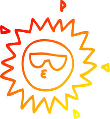 warm gradient line drawing of a cartoon sun