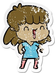 distressed sticker of a cartoon woman