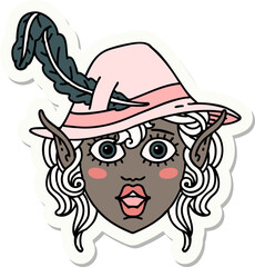 sticker of a elf bard character face