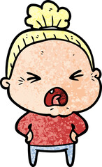 Obraz premium cartoon angry old woman