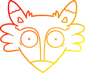 warm gradient line drawing of a cartoon startled fox
