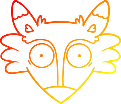 recommend clip art: warm gradient line drawing of a cartoon startled fox