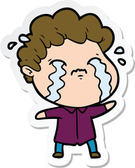 Fototapeta premium sticker of a cartoon man crying
