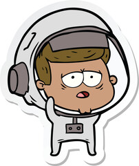 sticker of a cartoon tired astronaut