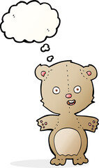 cartoon teddy bear with thought bubble