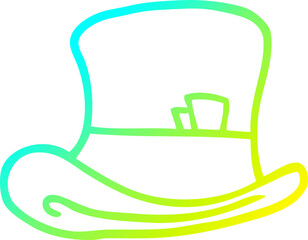 cold gradient line drawing of a cartoon top hat