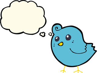 cartoon bird with thought bubble