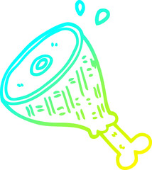 Naklejka premium cold gradient line drawing of a cartoon cooked meat