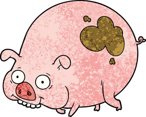 cartoon muddy pig
