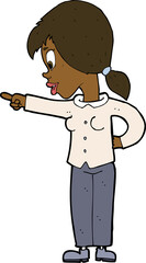 cartoon enthusiastic woman pointing
