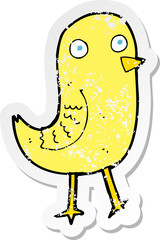 retro distressed sticker of a funny cartoon bird