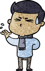 Obraz premium cartoon man sweating