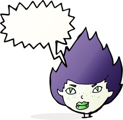 cartoon vampire head with speech bubble