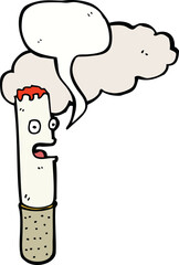 cartoon cigarette with speech bubble