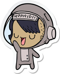 sticker of a cartoon astronaut woman