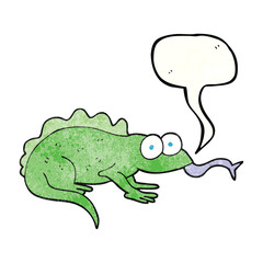freehand speech bubble textured cartoon lizard