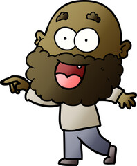 cartoon crazy happy man with beard