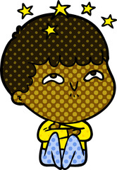 cartoon amazed boy