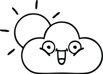 line drawing cartoon of a sunshine and cloud