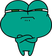 freehand drawn cartoon of cute kawaii cross frog
