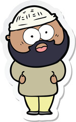 sticker of a cartoon surprised bearded man