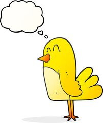 freehand drawn thought bubble cartoon bird