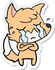 sticker of a crying fox cartoon