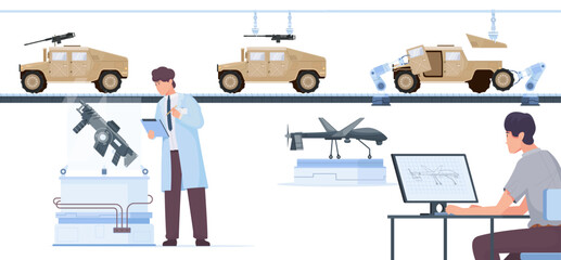 Military Production Flat Illustration