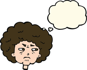 cartoon bitter old woman with thought bubble