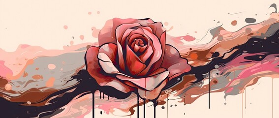rose in the style of abstract minimalistic compositions, soft, dreamlike brushstrokes, simple, wallpaper, generative ai